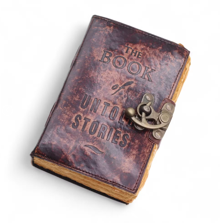 Cadernos em pele com bordas grossas e curvas (15x10 cm) - O livro das histórias por contar