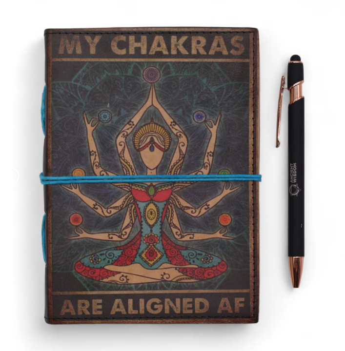 Cadernos encadernados em pele (7x5") - Os Meus Chakras Estão Alinhados - 200 Páginas Papel Comum