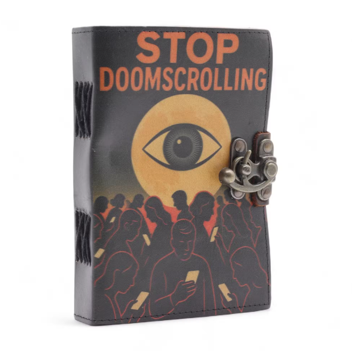 Cadernos impressos em pele (7x5") - Pare de fazer scroll na página - 200 páginas, papel normal