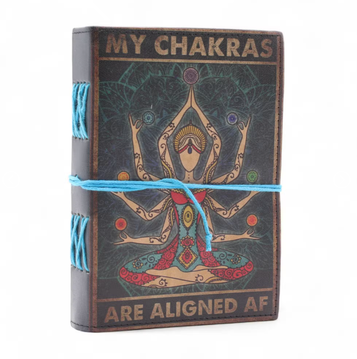 Cadernos encadernados em pele (7x5") - Os Meus Chakras Estão Alinhados - 200 Páginas Papel Comum