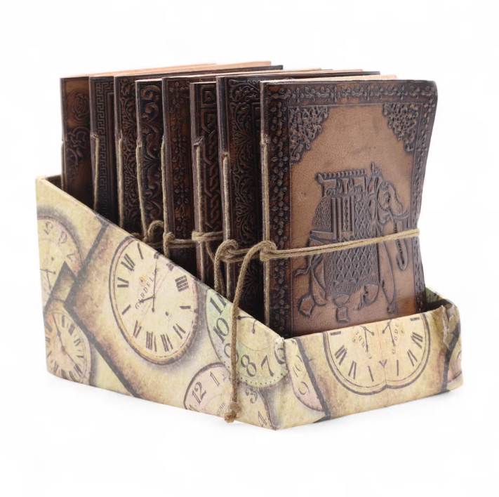 Cadernos sortidos de estilo esotérico em pele (6 x 4,5") - Vitrine