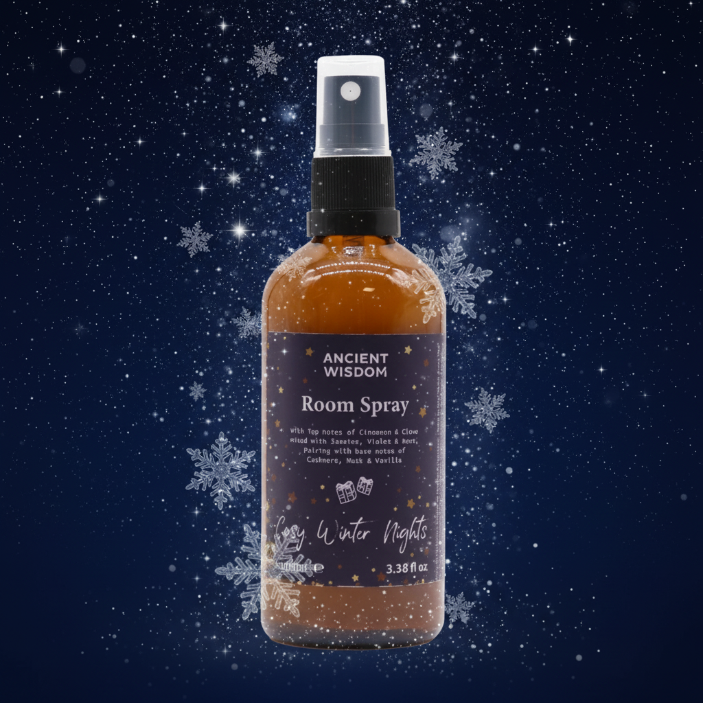 Ancient Wisdom Room Spray con escena de noche invernal