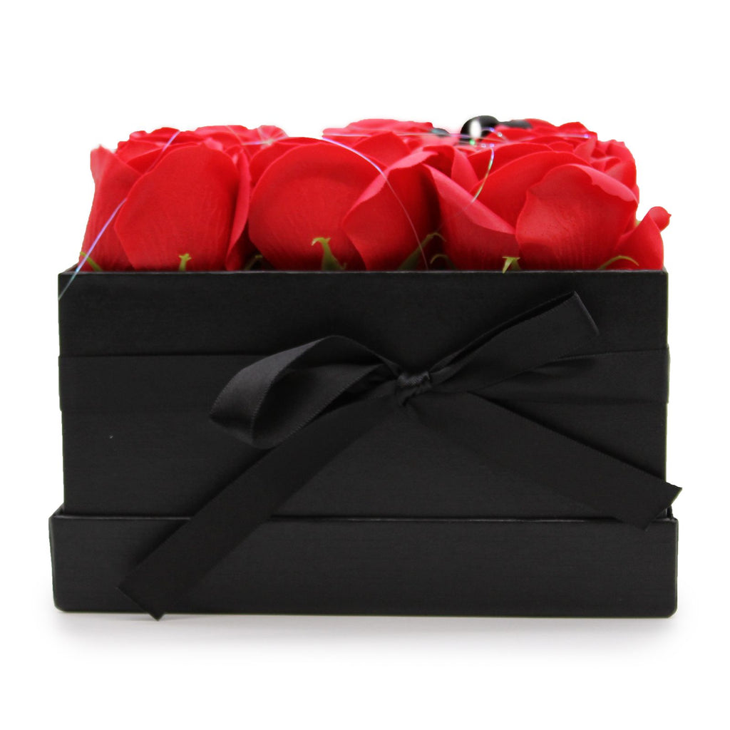 Caja de Regalo - Flor de Jabón  9 Rosas rojo - cuadrado