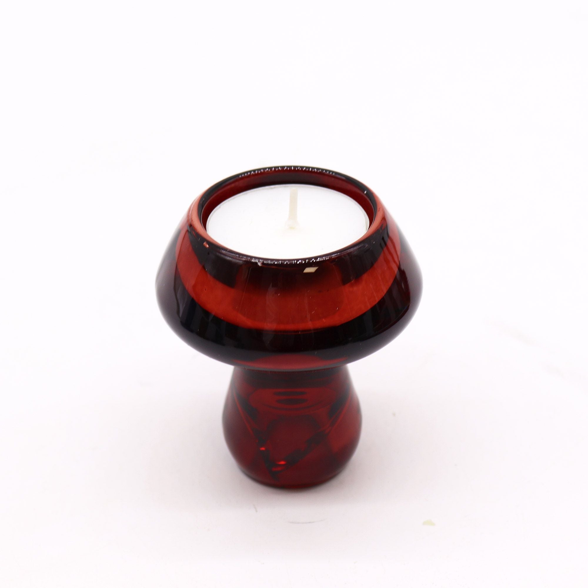 Porta-velas reversível em forma de cogumelo para jantar/chá - Vermelho Vampiro