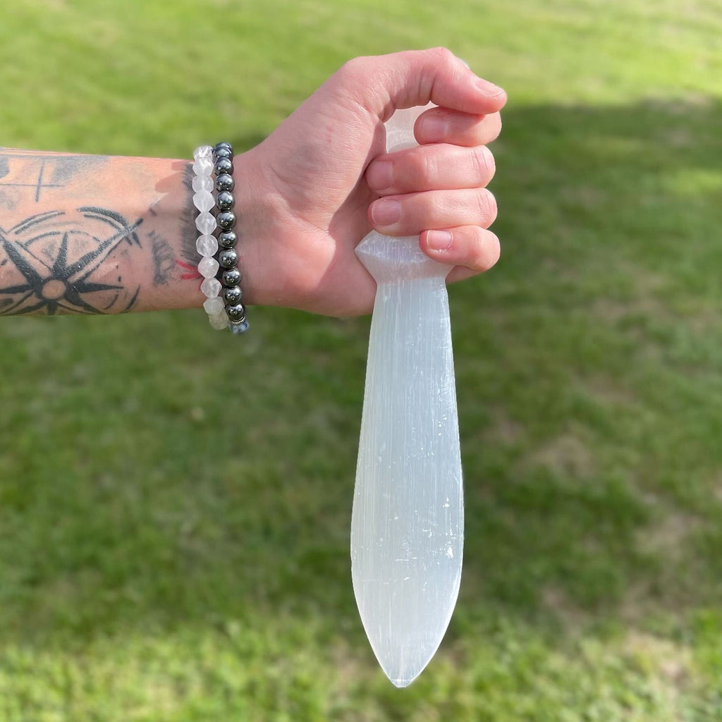 Cuchillo Ritual Selenite Lrg - Espiral (25cm)