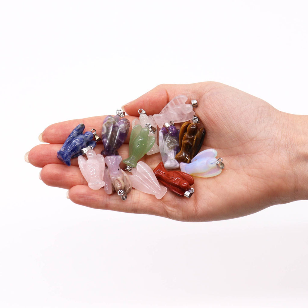 12x Colgantes de gemas Mini Ángeles - 26x18mm