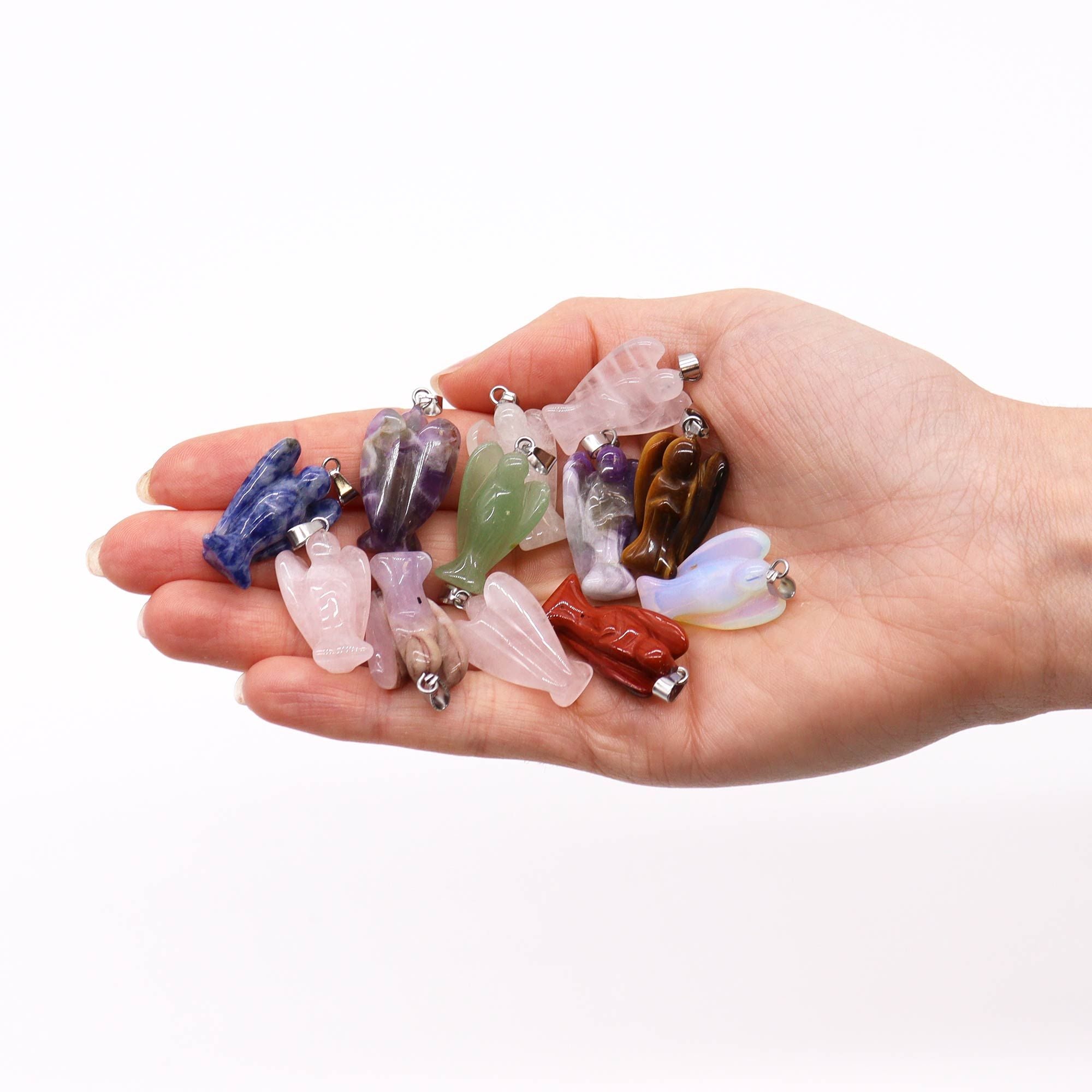 12x Colgantes de gemas Mini Ángeles - 26x18mm