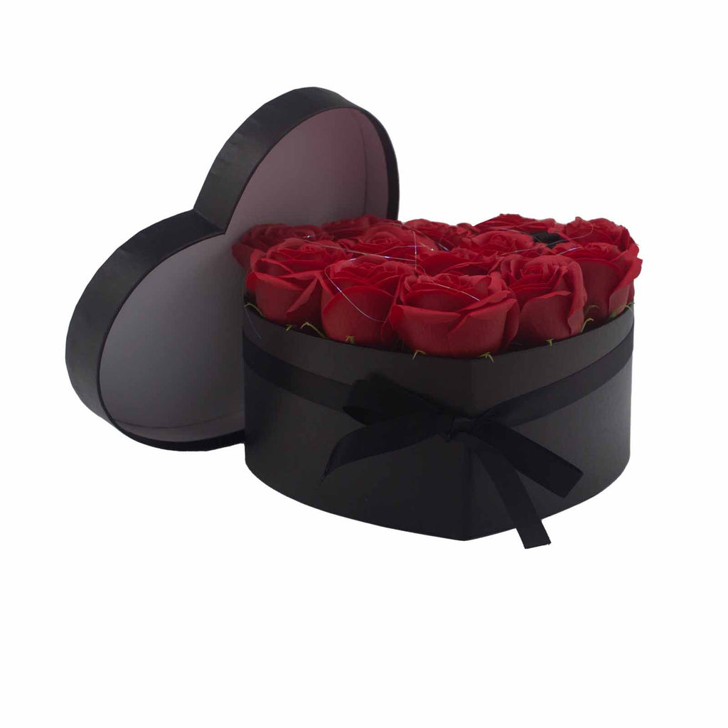 Caixa de Oferta - Flor de Sabão 13 Rosas Vermelhas - Coração
