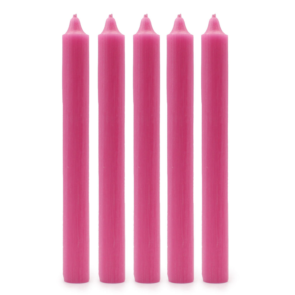 Velas a granel de cor sólida - Rosa escuro rústico - Embalagem de 10