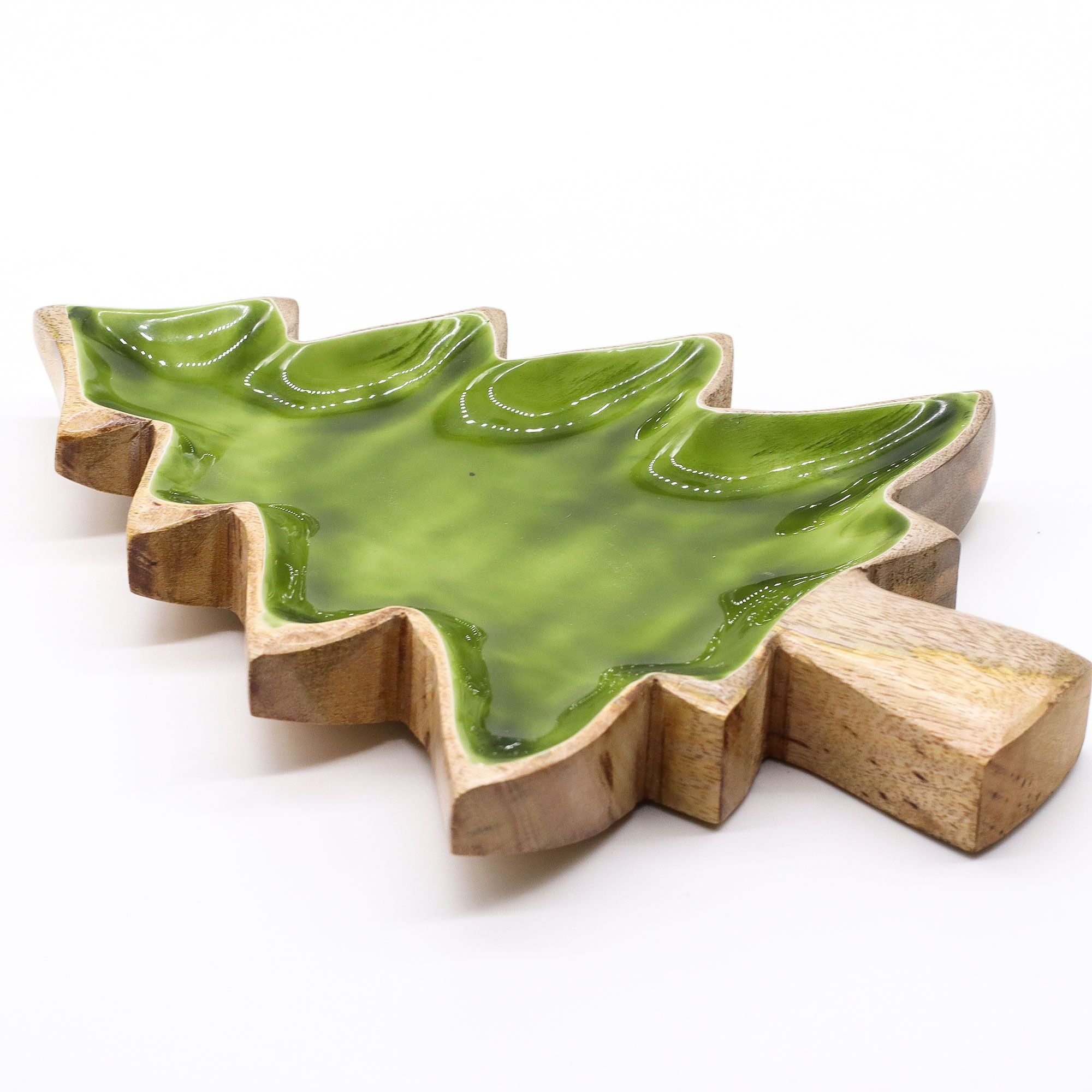 Perdido en el bosque - Tazón de madera esmaltada con diseño de árbol - 25x19 cm