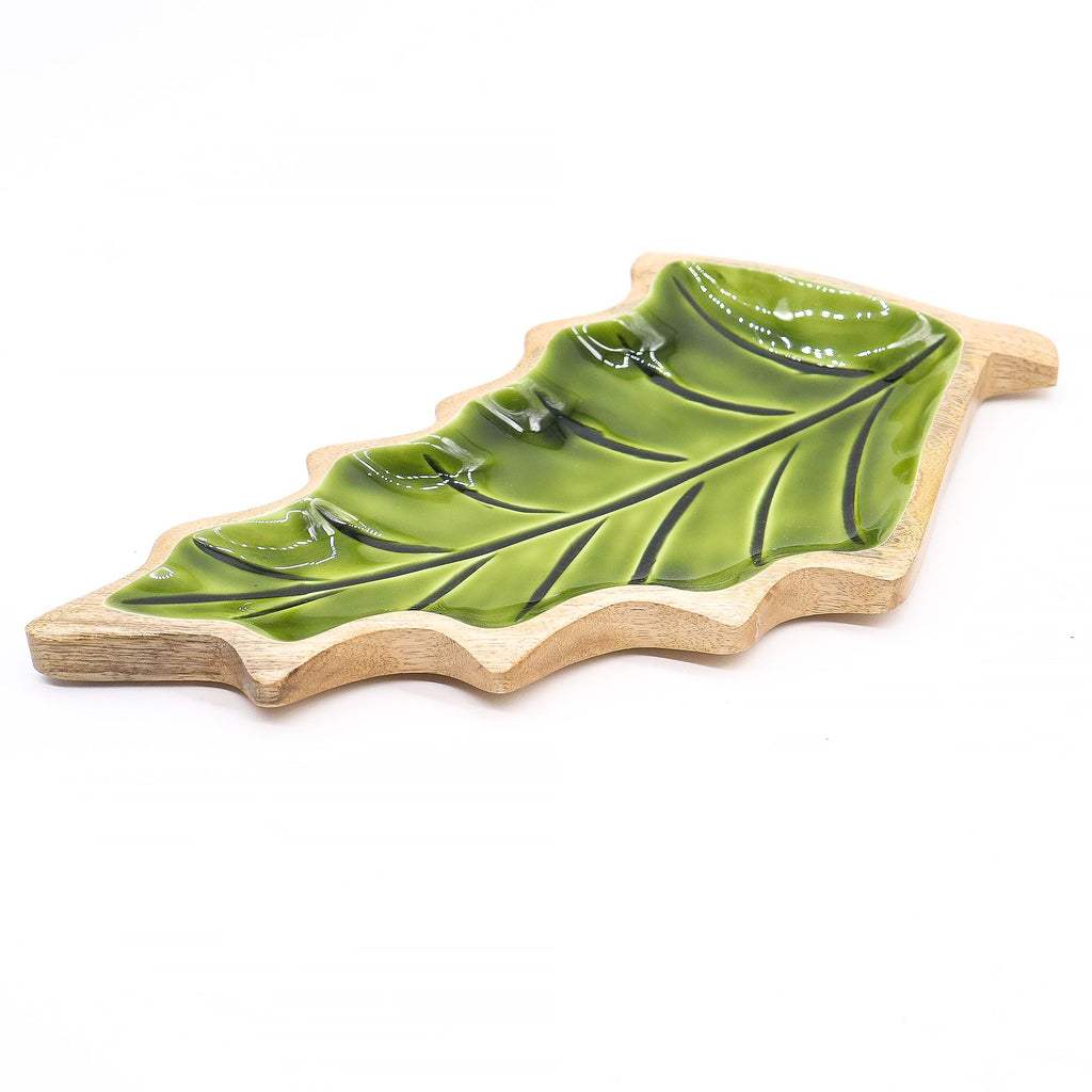 Perdido en el Bosque -  Tazón de madera con hoja esmaltada - 33x17cm