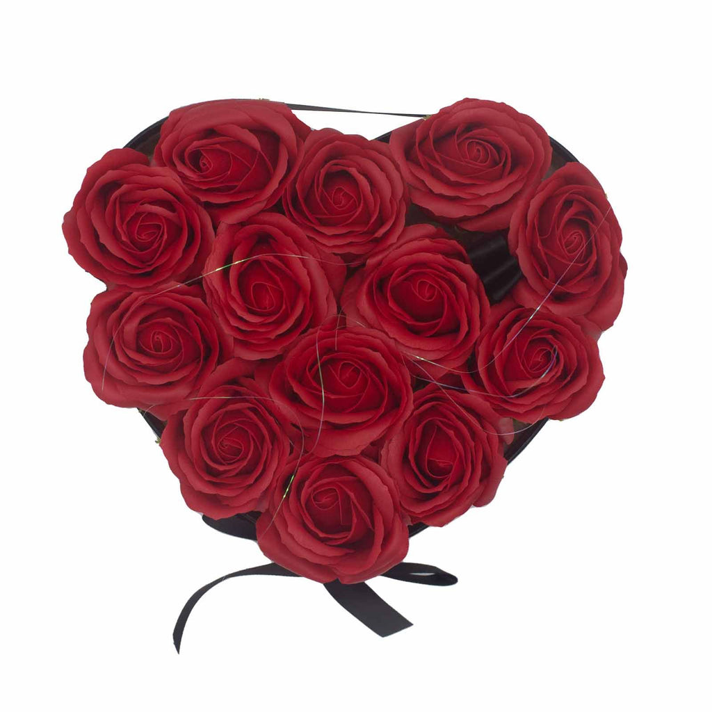 Caixa de Oferta - Flor de Sabão 13 Rosas Vermelhas - Coração