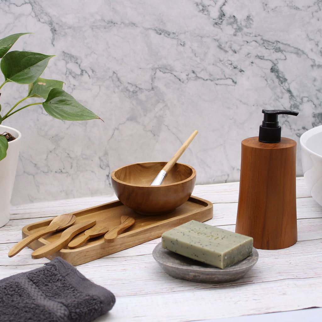 Dispensador de sabão em madeira de teca natural - Taper