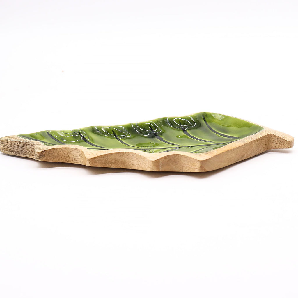 Perdido en el Bosque -  Tazón de madera con hoja esmaltada - 33x17cm