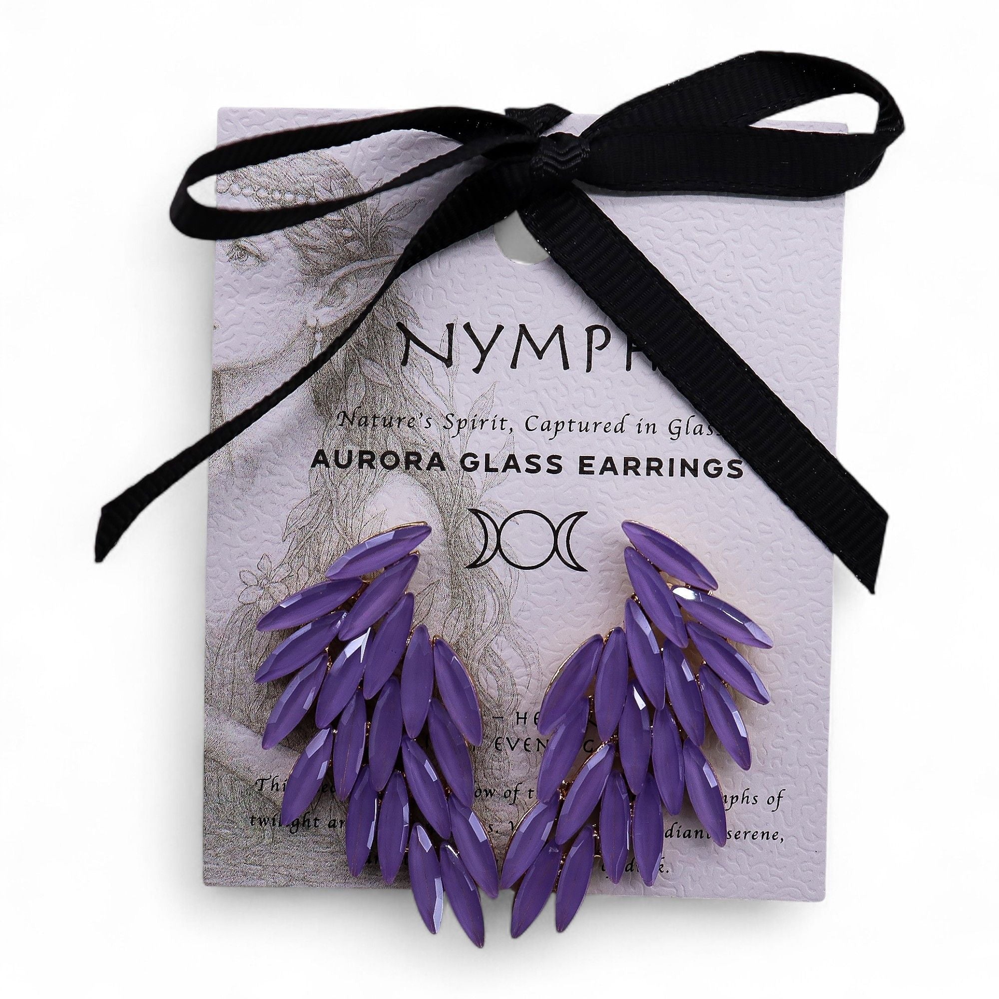 Lavanda - Vidrio vintage - Alas de ángel - Aretes