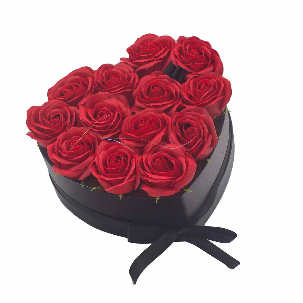 Caixa de Oferta - Flor de Sabão 13 Rosas Vermelhas - Coração