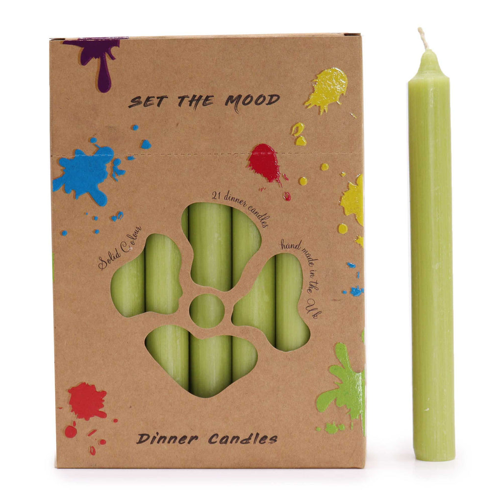 Conjunto de velas de mesa em cores sólidas - Embalagem de 21 - Oliva rústica