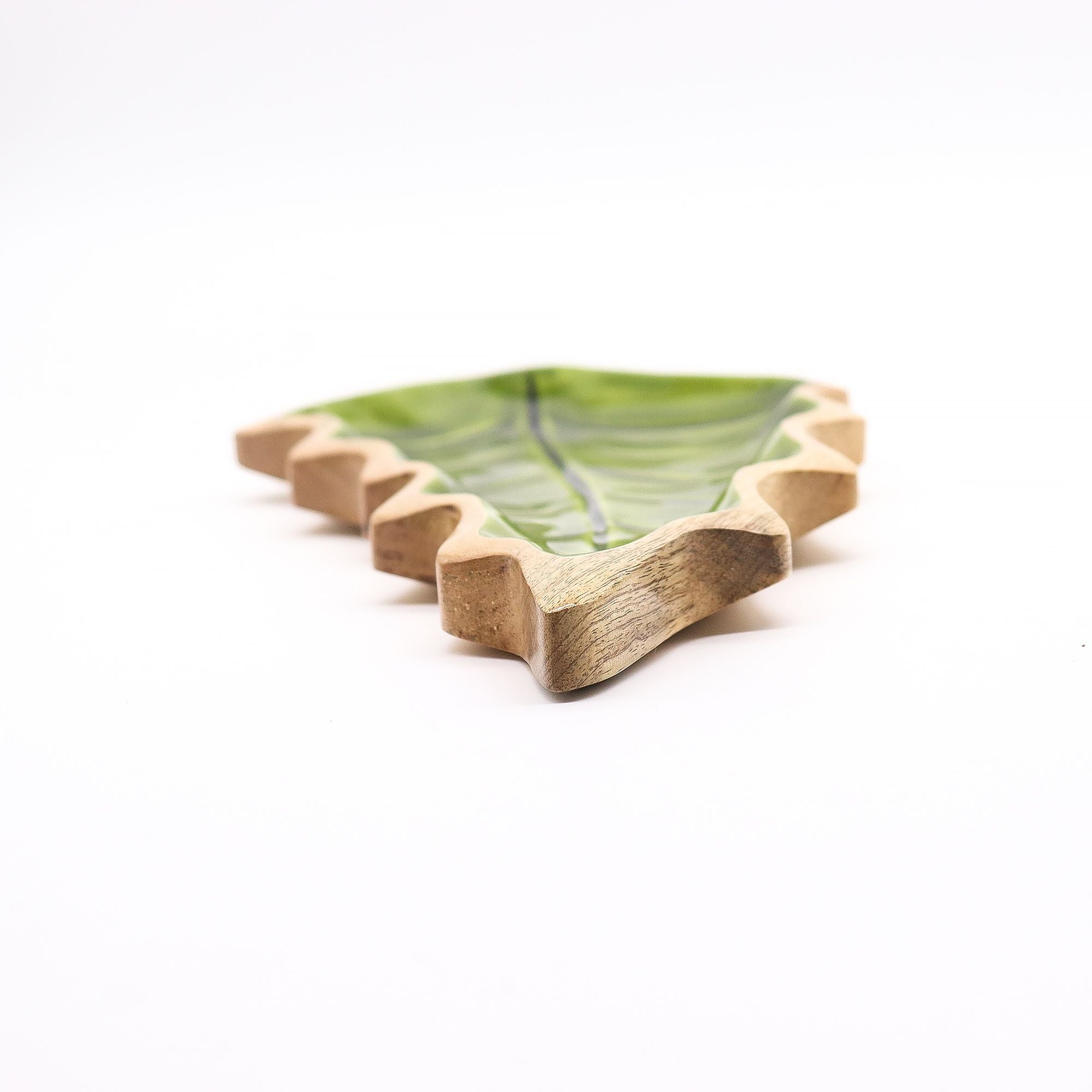 Perdido en el Bosque -  Tazón de madera con hoja esmaltada - 33x17cm