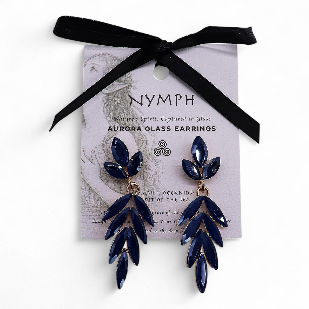 Pendientes de Cristal Vintage - Largo - Azul
