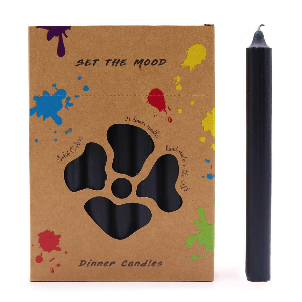 Conjunto de velas de mesa em cores sólidas - Embalagem de 21 - Preto rústico