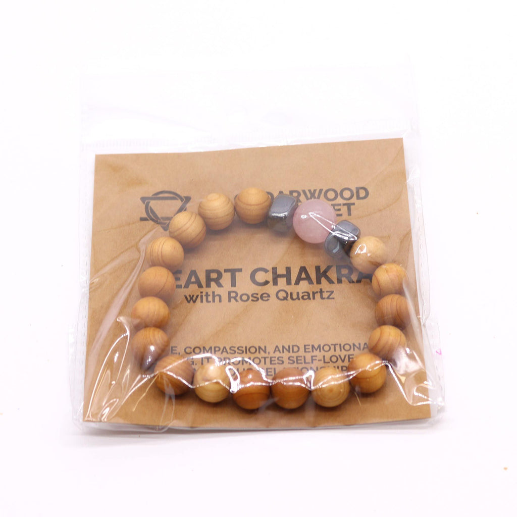 Pulseira Cedro - Chakra Cardíaco - Quartzo Rosa
