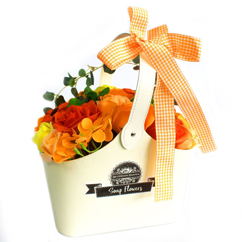 Sabonete cesta bouquet de flores - laranja