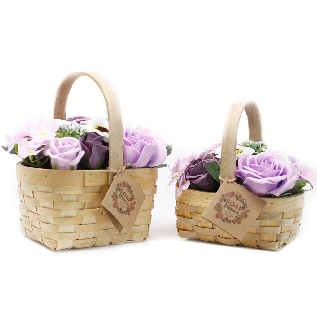 Bouquet em cesto de vime - lilases grandes