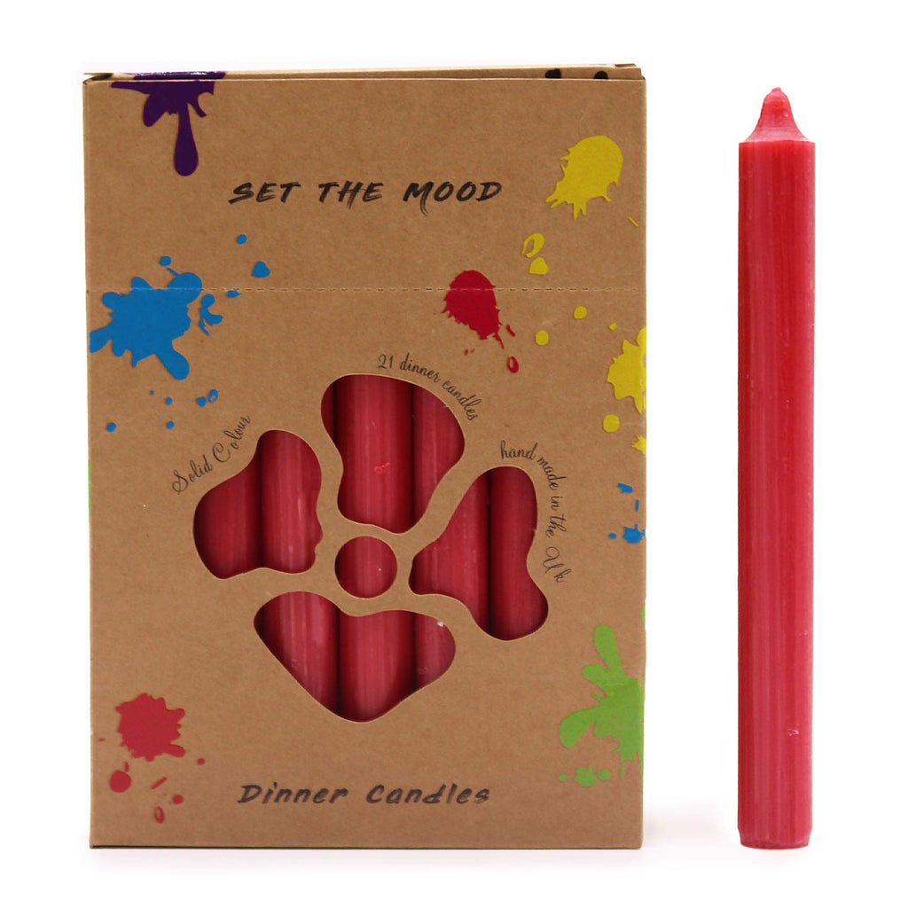 Conjunto de velas de mesa de cor sólida - Embalagem de 21 - Vermelho rústico