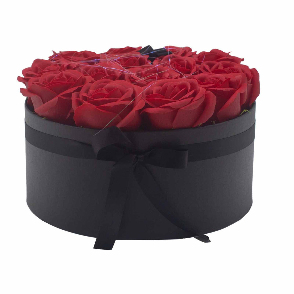 Caixa de Oferta - Flor de Sabão 14 Rosas Vermelhas - Redonda