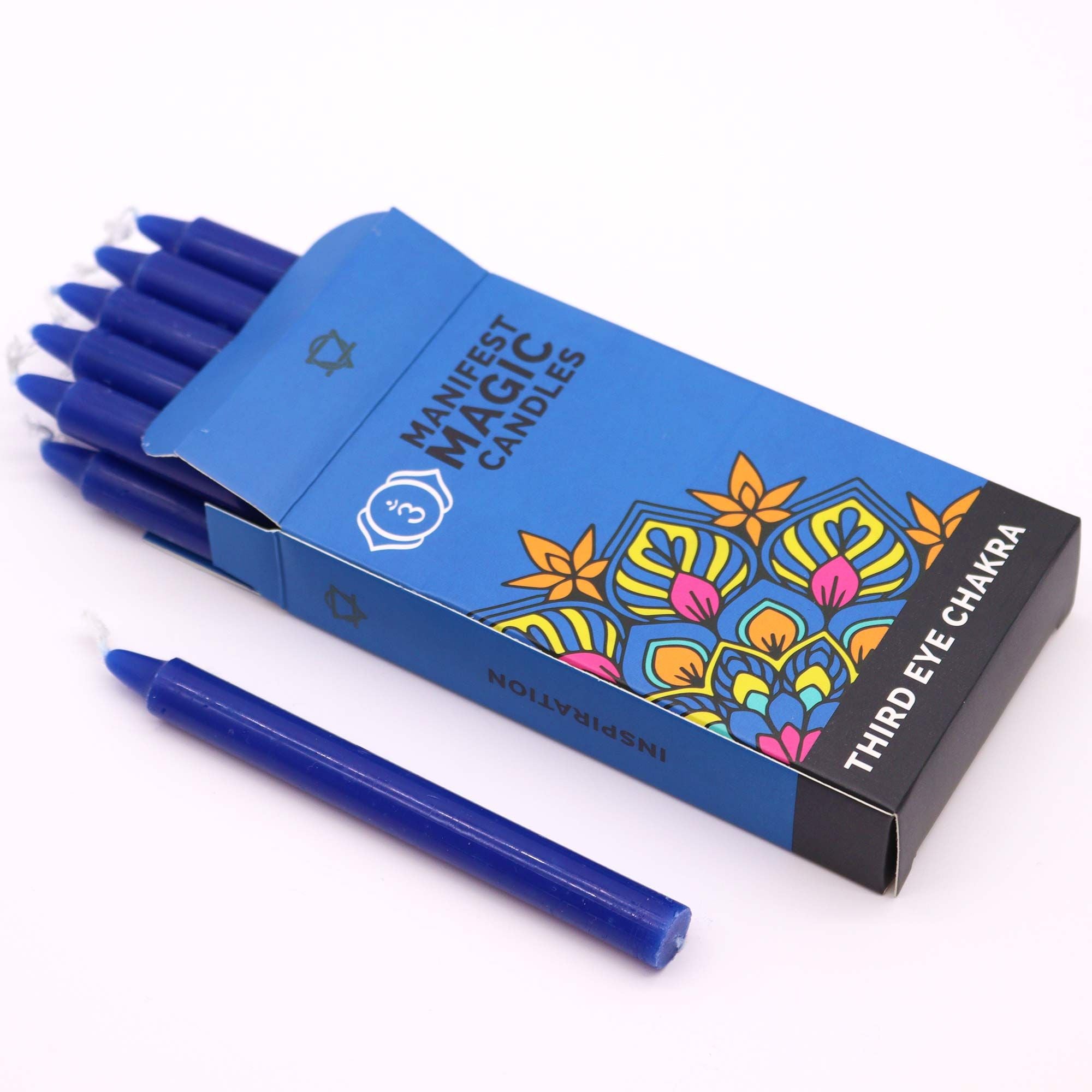 Velas Mágicas Manifest (Embalagem de 12) - Azul Escuro - Chakra do Terceiro Olho