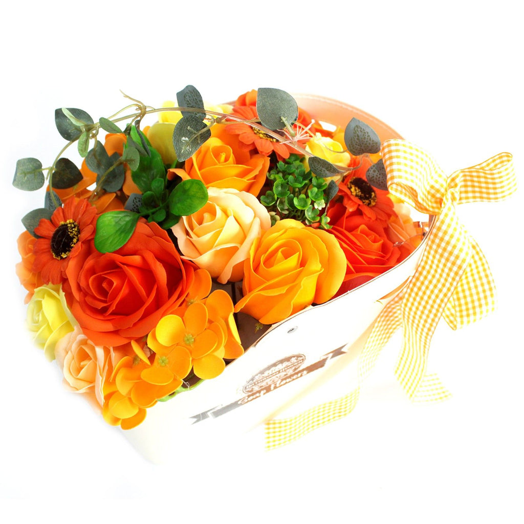 Sabonete cesta bouquet de flores - laranja
