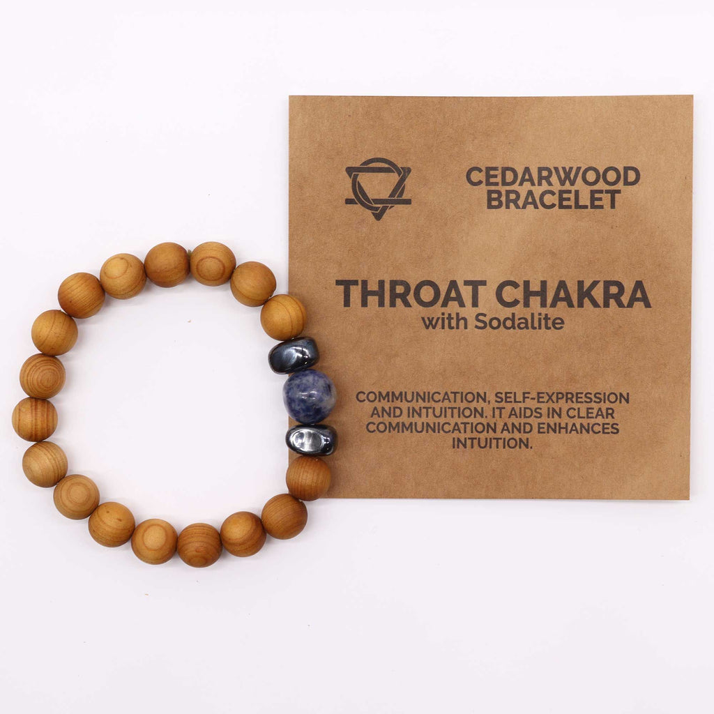 Pulseira de Cedro - Chakra da Garganta - Sodalita