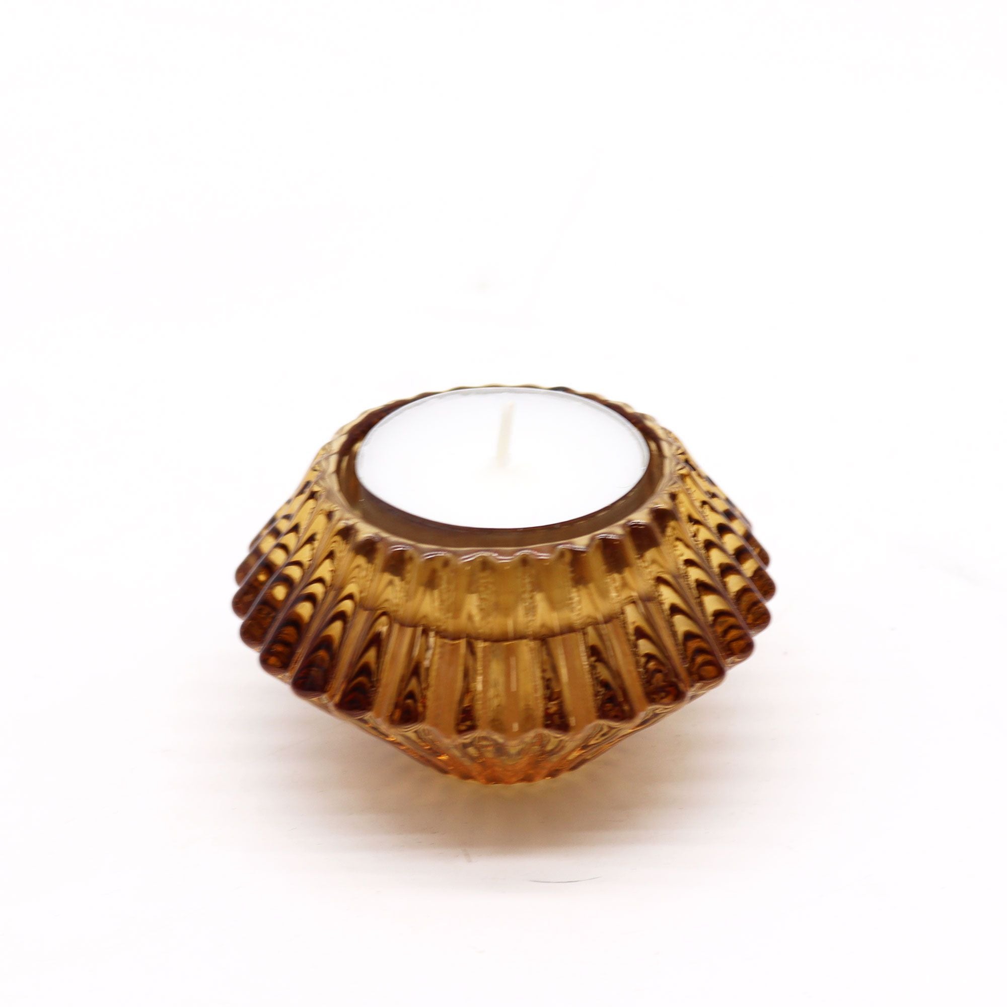 Porta-velas reversível com design floral para jantar/chá - Âmbar