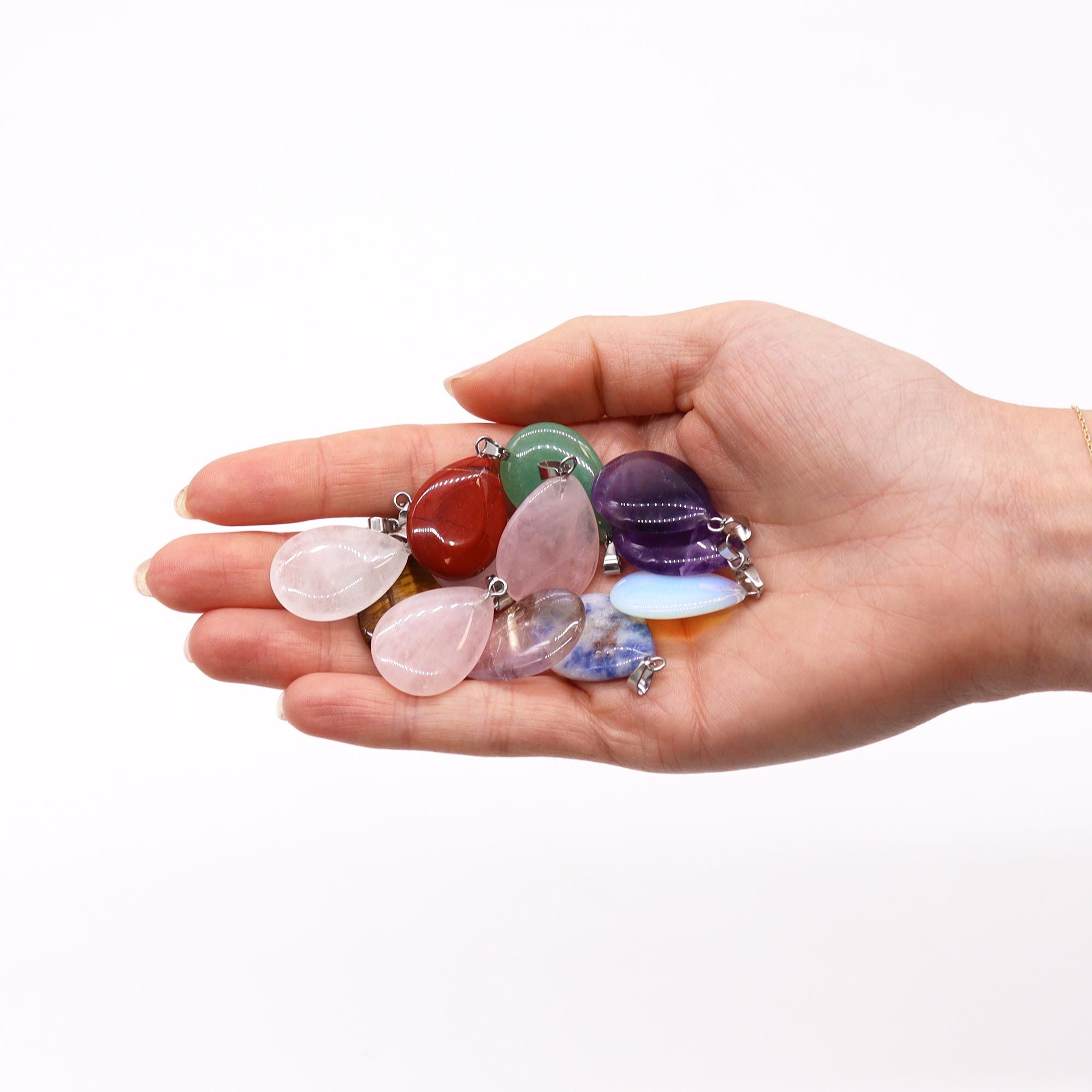 12x Colgantes de Gema Lágrima - 25x18mm