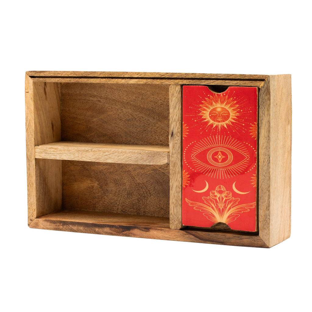 Caja de Tarot de Tres Secciones con Soporte para Cartas