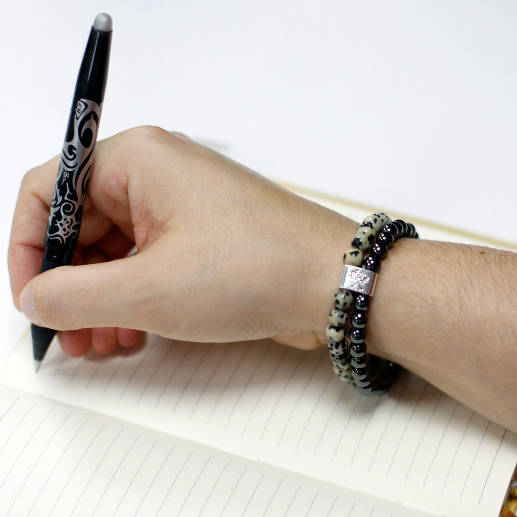 Pulseira Magnética de Pedras Preciosas - Jaspe Dálmata