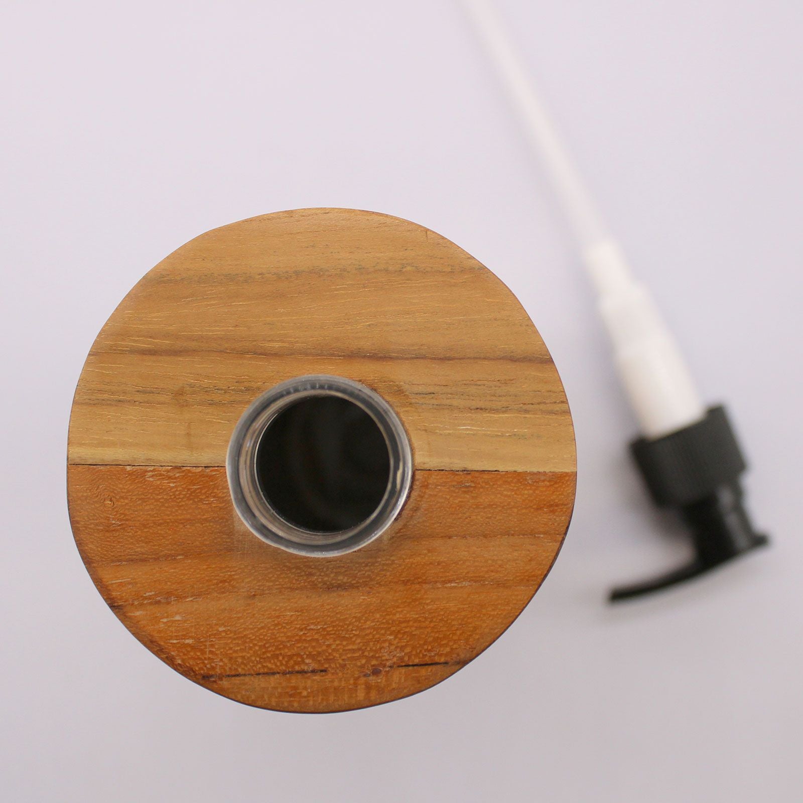 Dispensador de sabão em madeira de teca natural - redondo