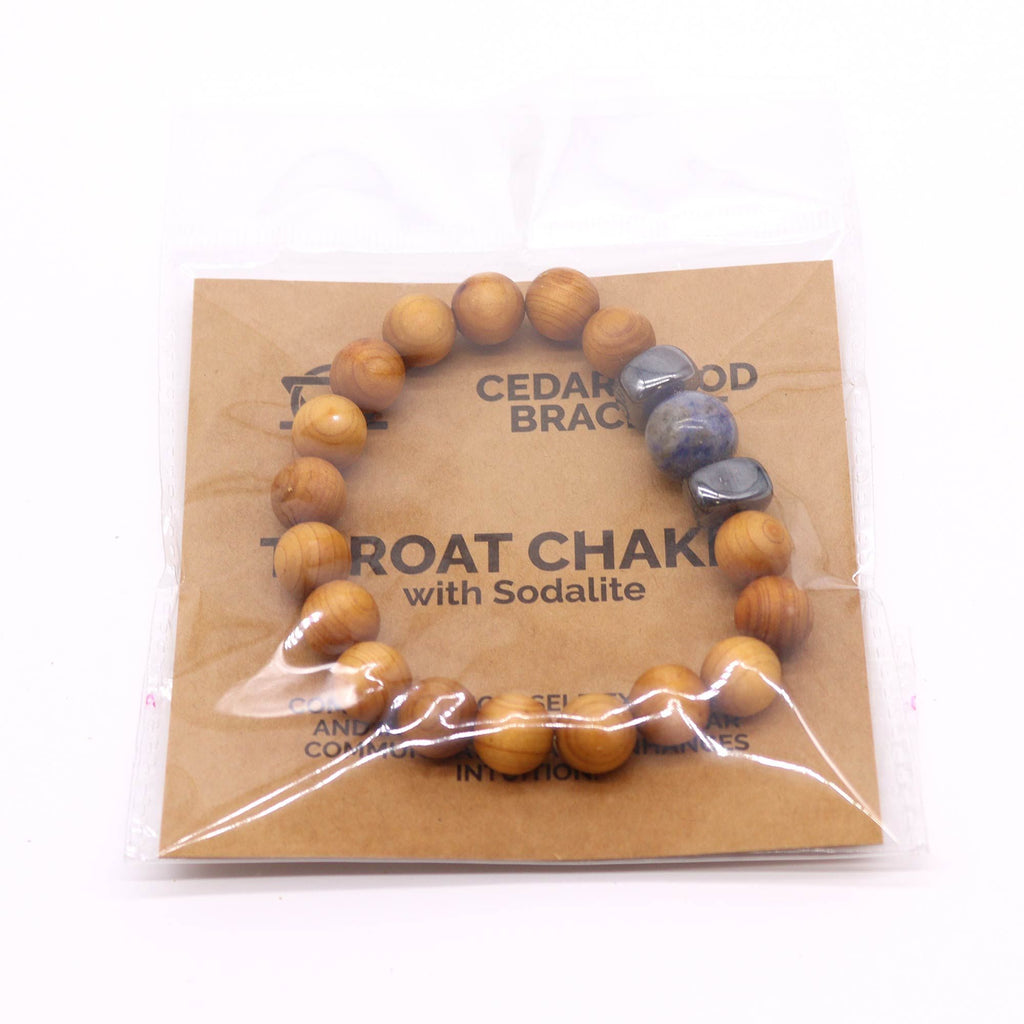 Pulseira de Cedro - Chakra da Garganta - Sodalita