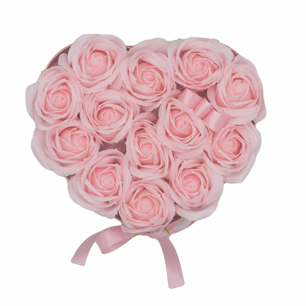 Caixa de oferta - Flor de sabão 13 rosas cor-de-rosa - Coração