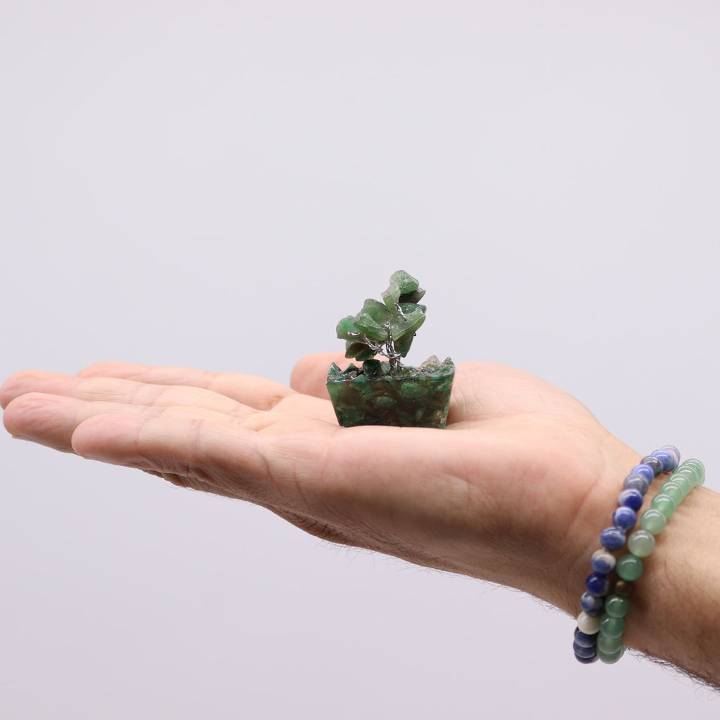 12 Mini árboles de piedras preciosas sobre base de orgonita - Mezcla Surtida (15 piedras)