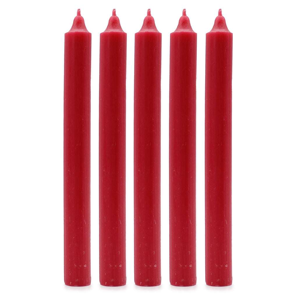 Velas de jantar em cores sólidas a granel - Vermelho rústico - Embalagem de 10
