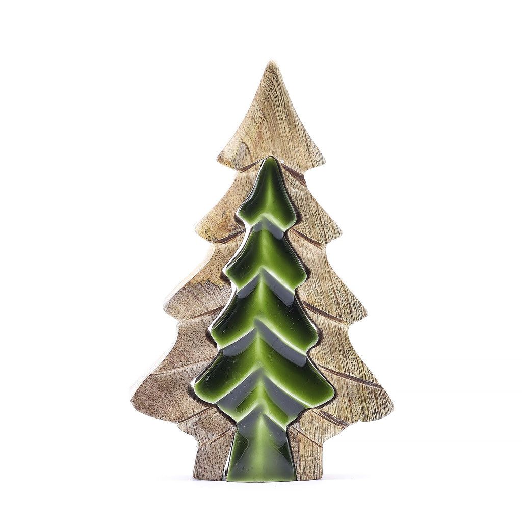 Perdido en el Bosque - Decoración de madera con un pequeño árbol dentro de un árbol - 15x10 cm