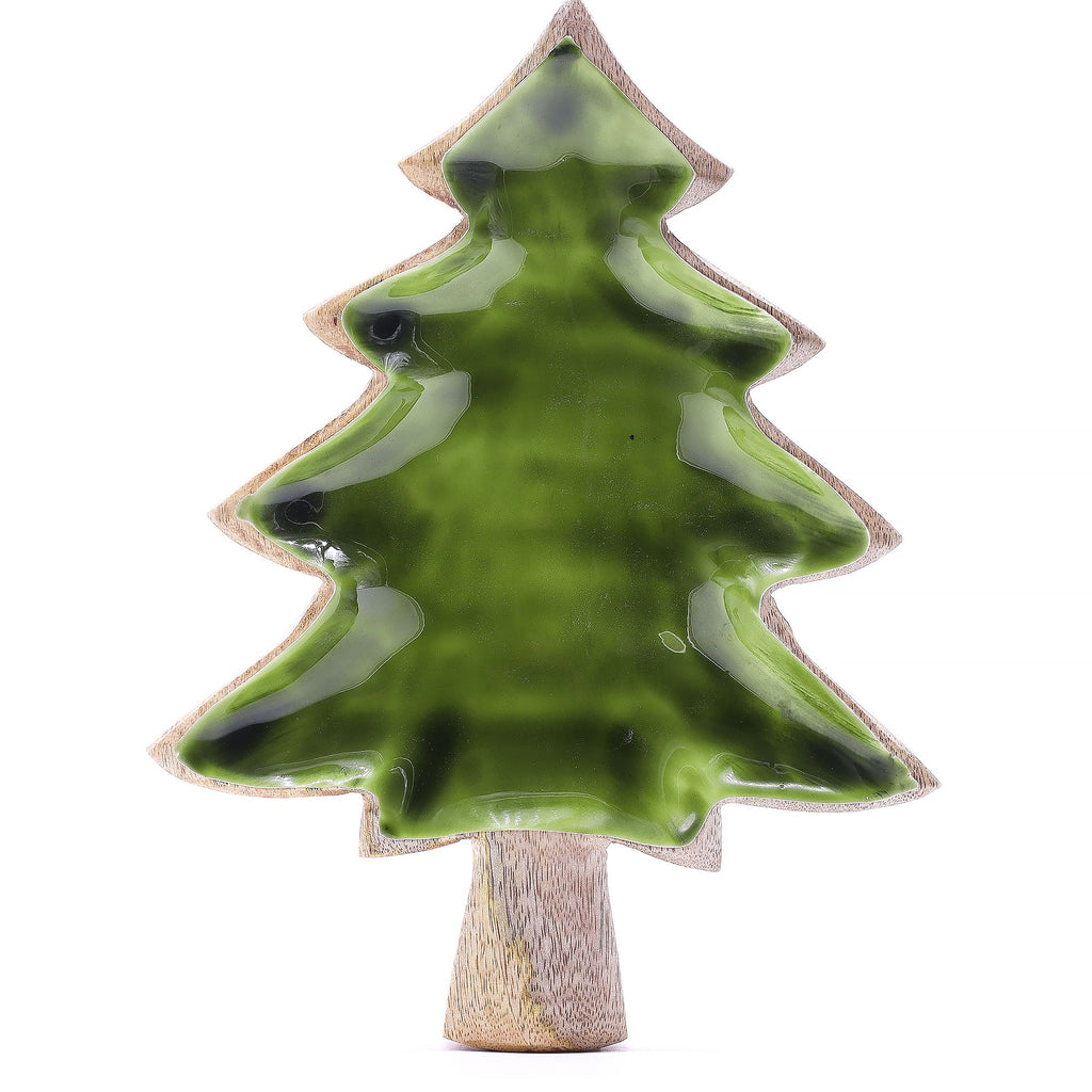 Perdido en el bosque - Tazón de madera esmaltada con diseño de árbol - 25x19 cm