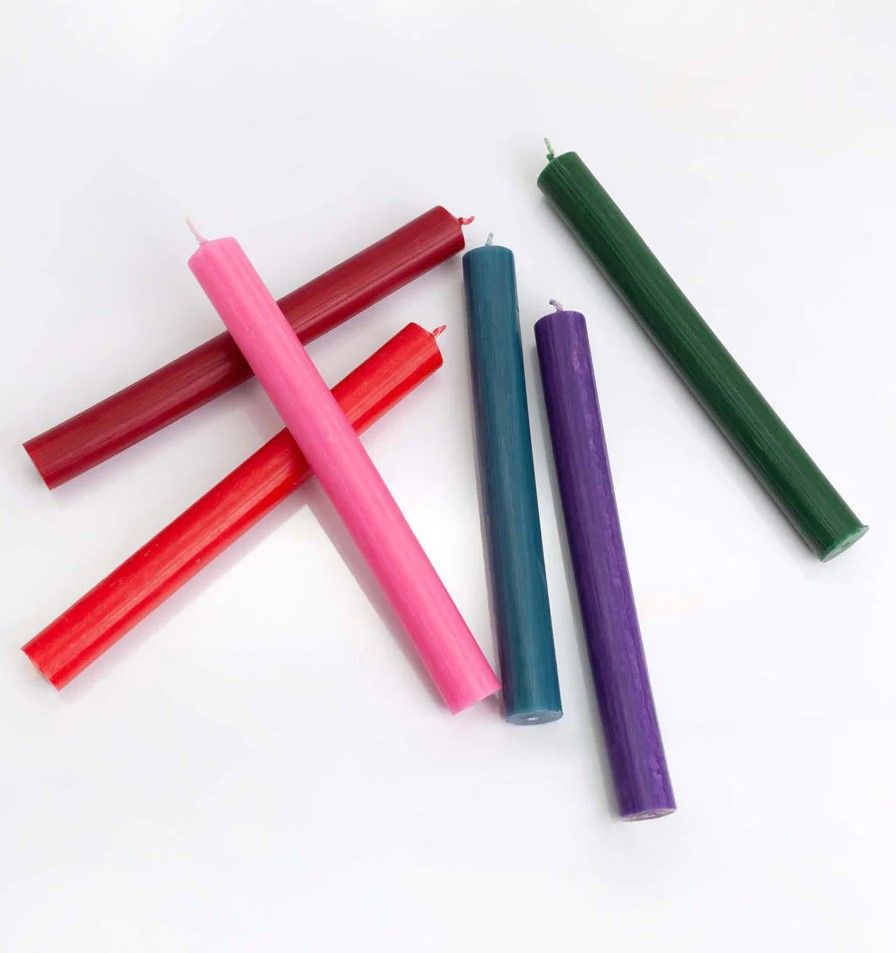 Velas de jantar em cores sólidas a granel - Vermelho rústico - Embalagem de 10