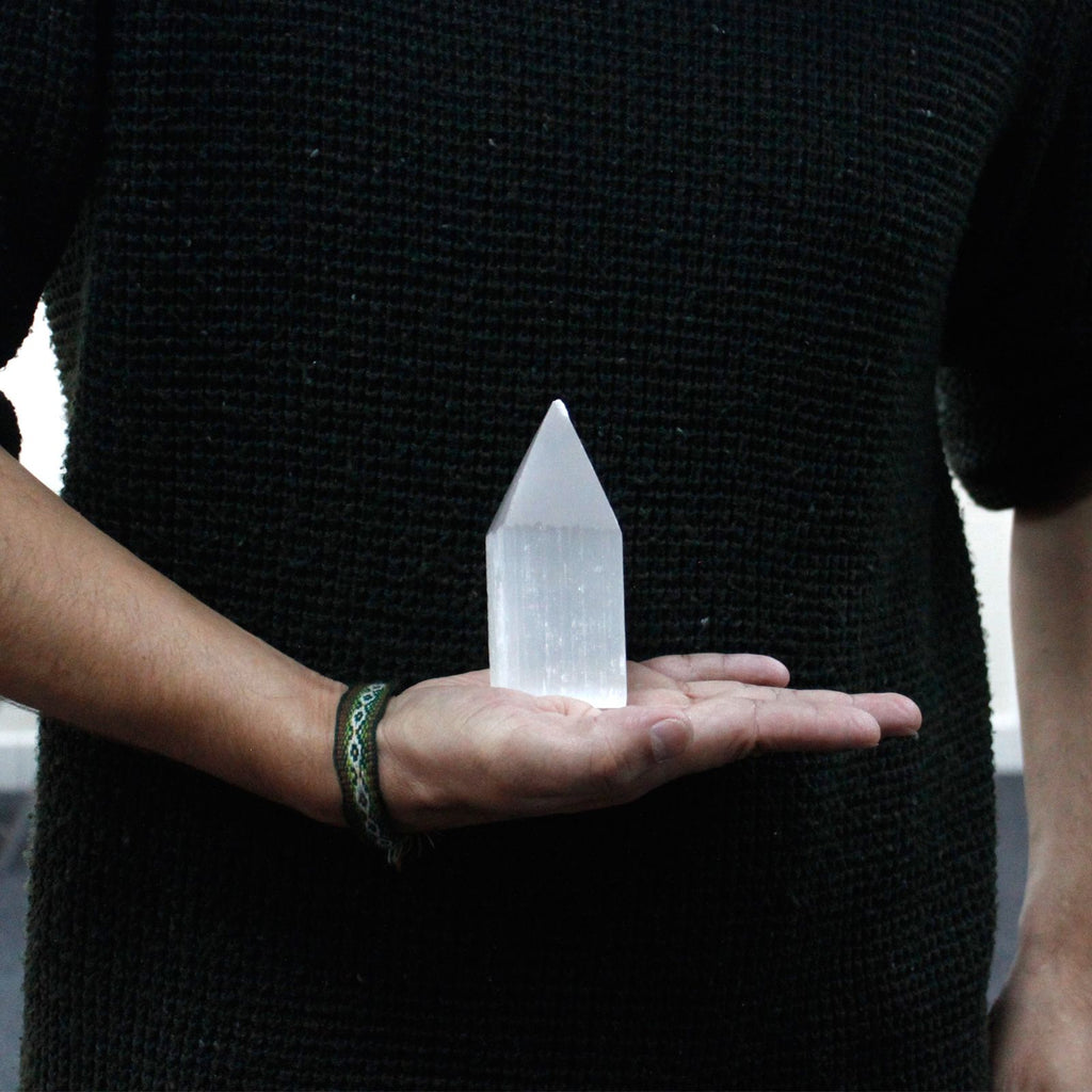 Torre de ponta de lápis de selenite - 10 cm