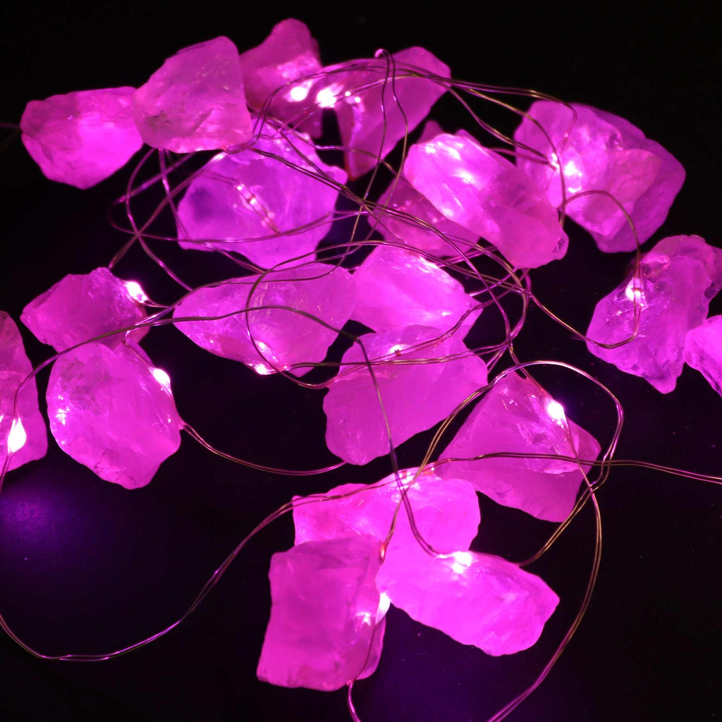 Luzes de encantamento com pedras preciosas - quartzo rosa