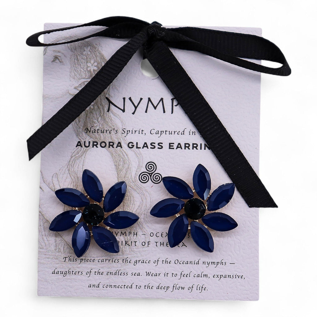Azul Real - Vidro Vintage - Flores - Brincos