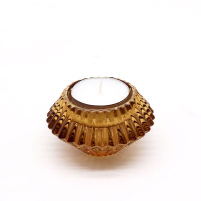 Porta-velas reversível com design floral para jantar/chá - Âmbar