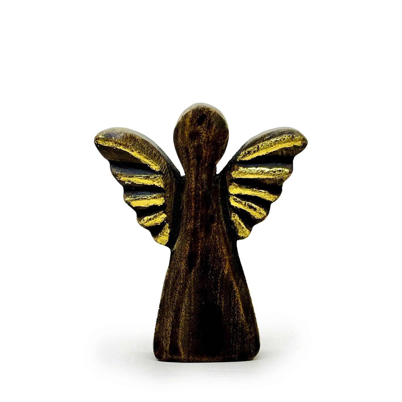 Pequeño ángel de madera de mango - decoración dorada