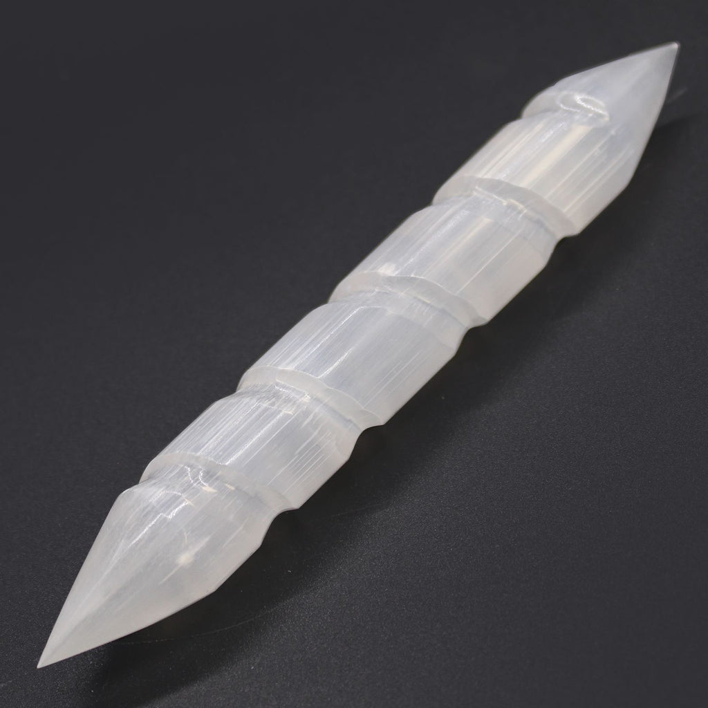 Varita Espiral de Selenita - 16 cm (Ambos extremos punta)